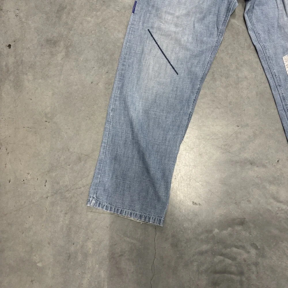 A.Tiziano Mens Patchwork Bandana Denim Jeans Blue Size 34